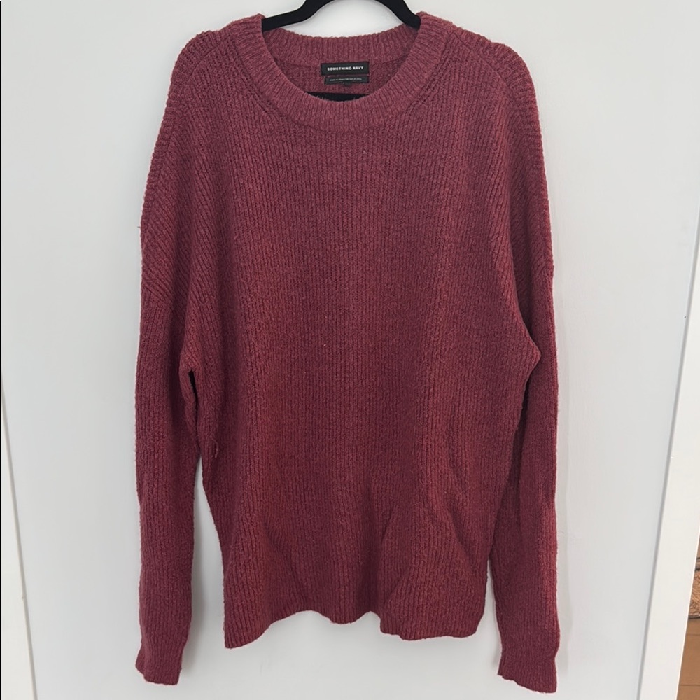 Something Navy Oversized Burgundy Knit Sweater